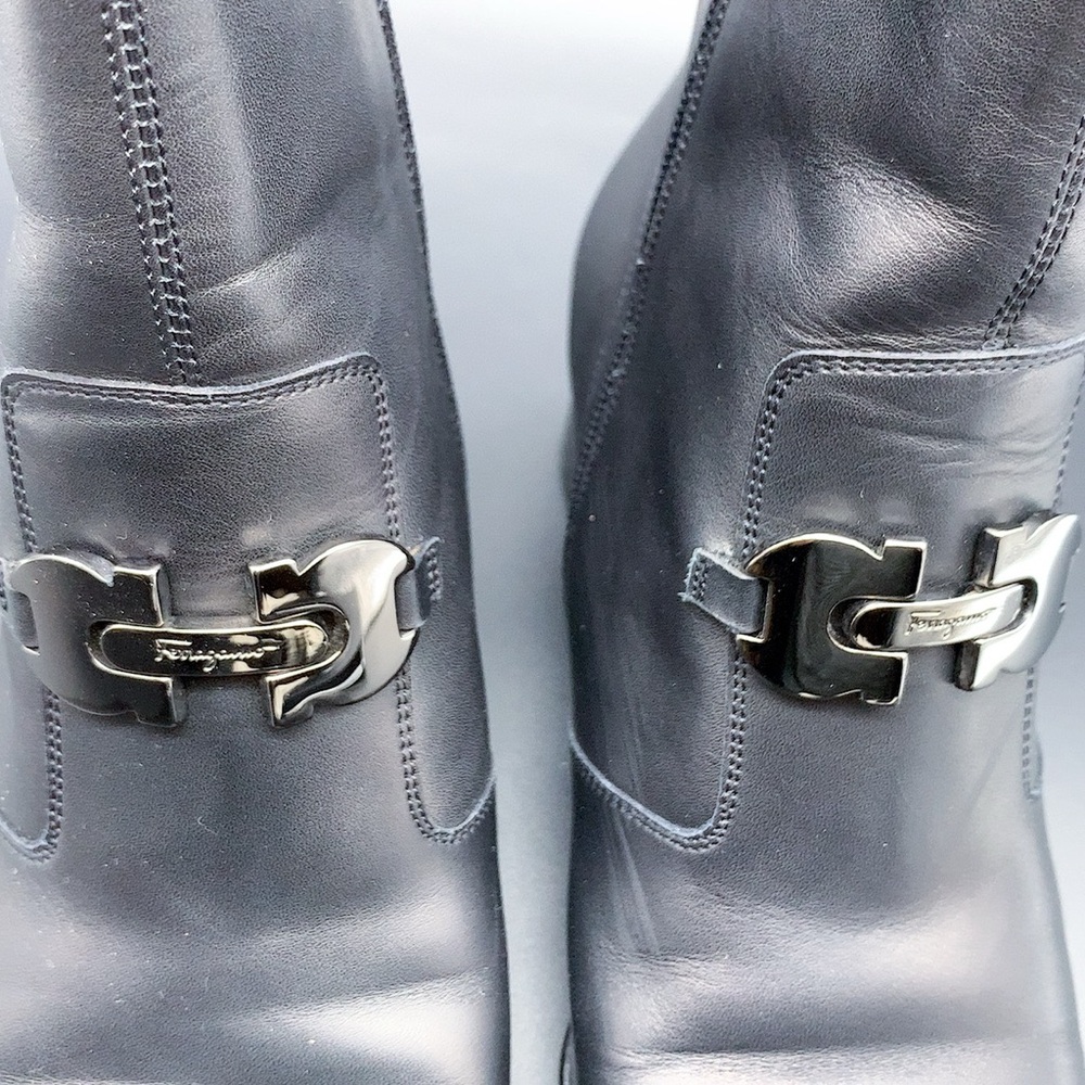 Salvatore Ferragamo Black Zippered Ankle Boots - Picture 8 of 16
